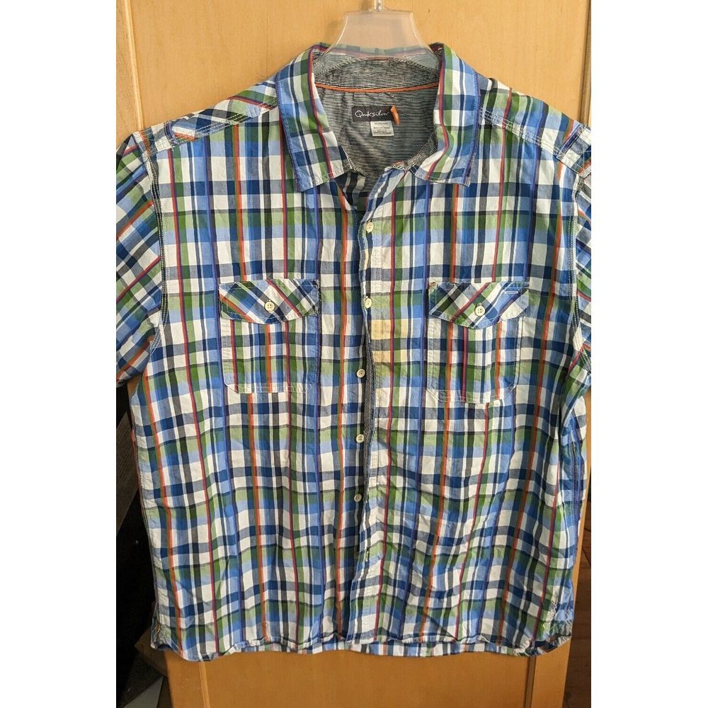 Quicksilver Mens Button Up Shirt Plaid ‎ Size XXL short sleeve